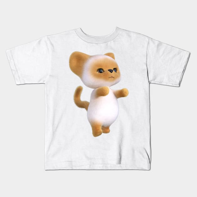 3D rendering of an flame Siamese Kitten Kids T-Shirt by Carlosr1946